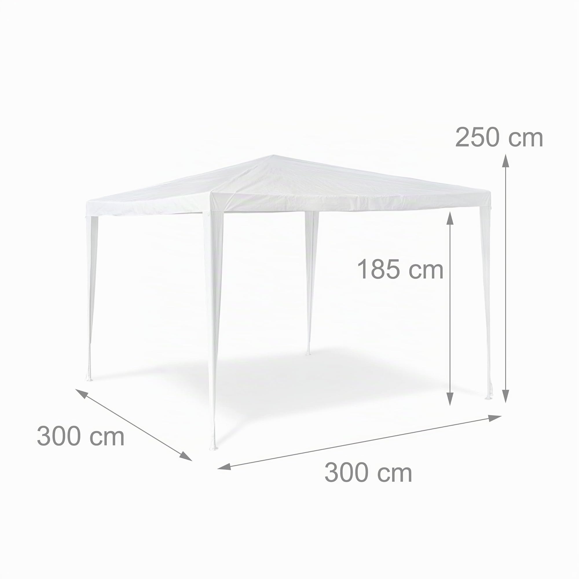 Relaxdays Gazebo da Giardino, Tenda per Esterni Quadrata, con Tetto, 100% PE e HxLxP: 2,5x3x3 m, Festival, Bianco