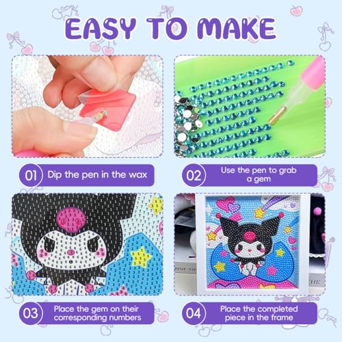 Image of PATPAT Diamond Painting Kit 6.7 Inch Wooden Frame DIY Decor | Kids Craft Activity, Screen-Free Creative Fun, Structured Display Format Desk Decor Appeal