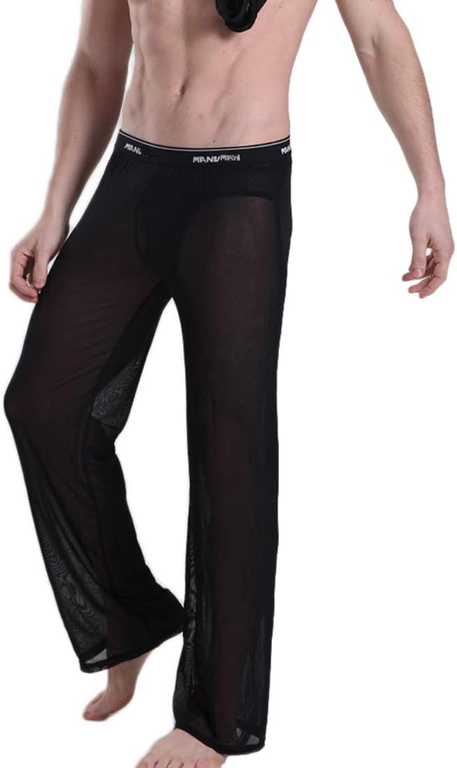 CAVEHEROMENMen's Mesh See Through Pajama Pants Nightwear Sleep Bottoms Underwear