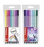  STABILO Pen 68 Premium-Filzstift (8er Happy + 8er Narwhal)