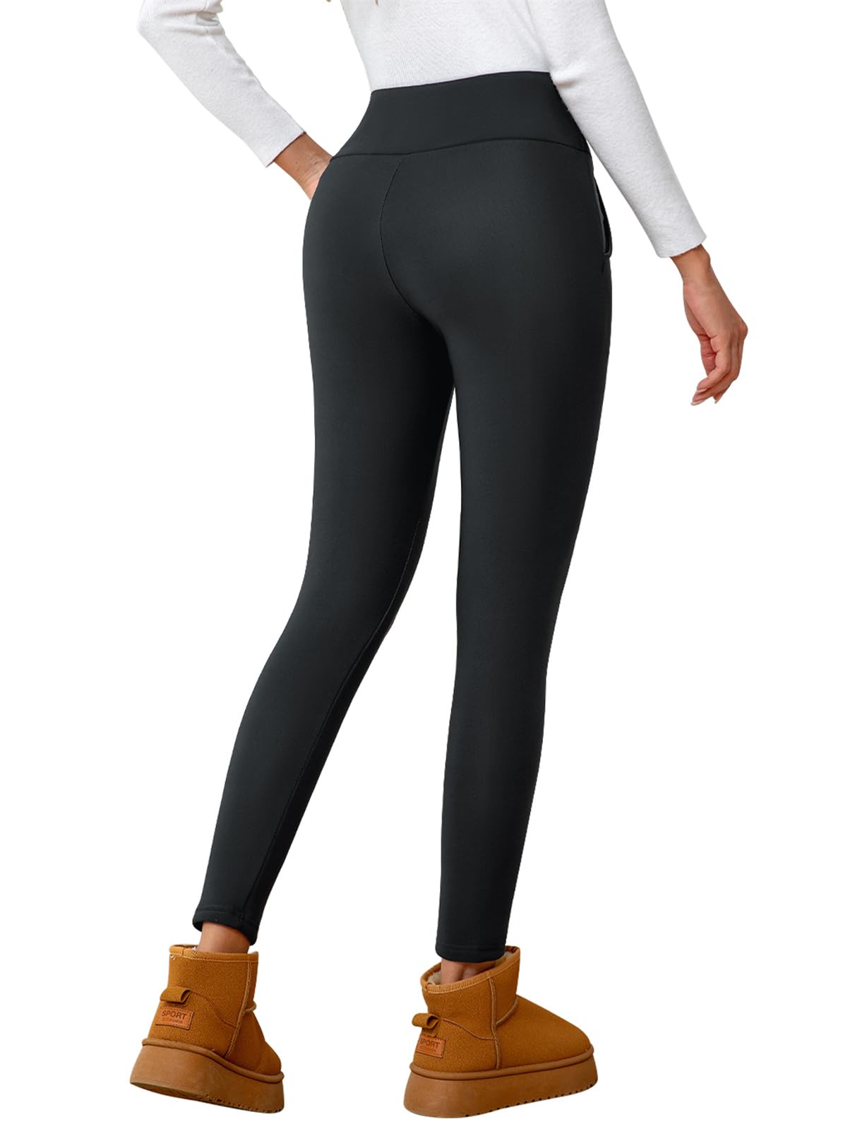 EDOTON Leggings da Donna a Vita Alta Caldi Pantaloni Invernali con Tasche Fodera in Pile per Sport e Yoga