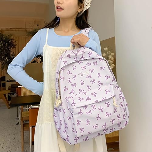 Blue Bow Backpack for Girls, Cute Backpack with Bows, Kawaii Japanese Style Bookbag Lightweight Bow Backpacks (Pink)4