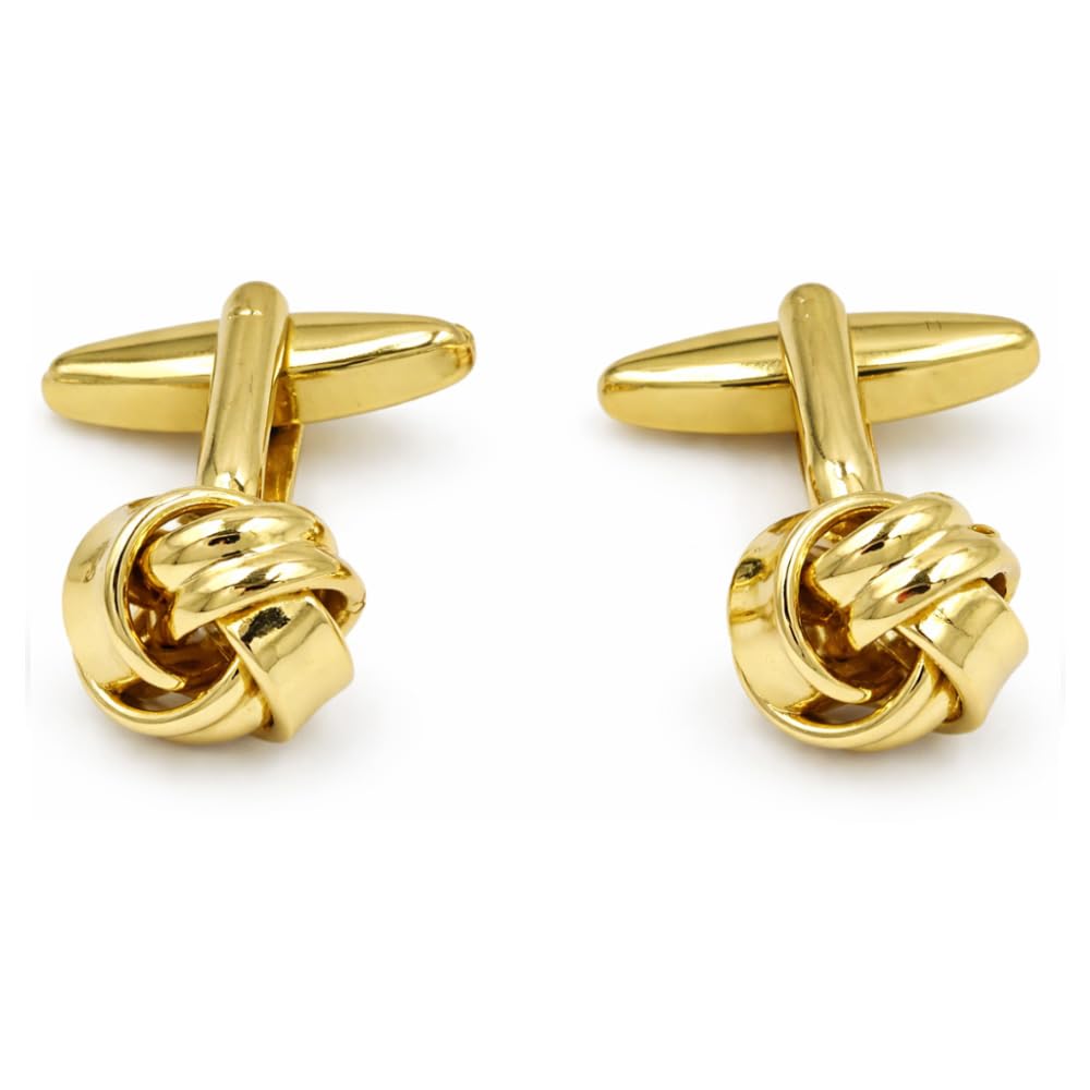 Gold Tone Love Knot Cufflinks, Polished Finish, Classic Formal Accessory for Men-image-24