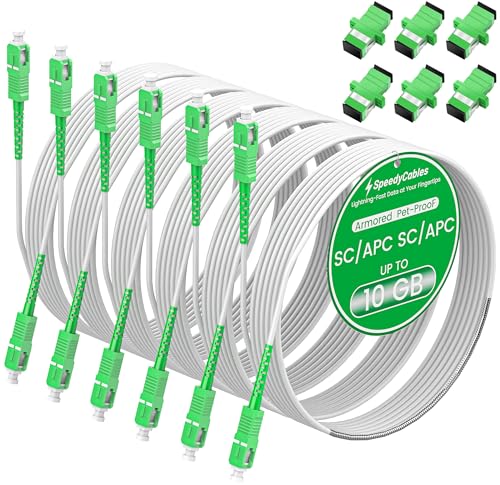 Câble fibre optique SC APC vers SC APC 2 m blindé OS2 Simplex blanc lot de 6
