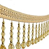 Yalulu 4 Yards Braided Hanging Beads Tassel Trim Fringe Fabric Ribbon Trimming Handwork DIY Craft...