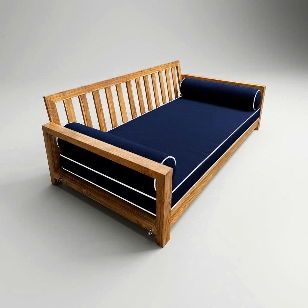 Prolinemax Style5 Crib Size 3PC Contrast Pipe Trim Outdoor Daybed Mattress Cushion Bolster Pillow Slip Cover Complete Set AD101