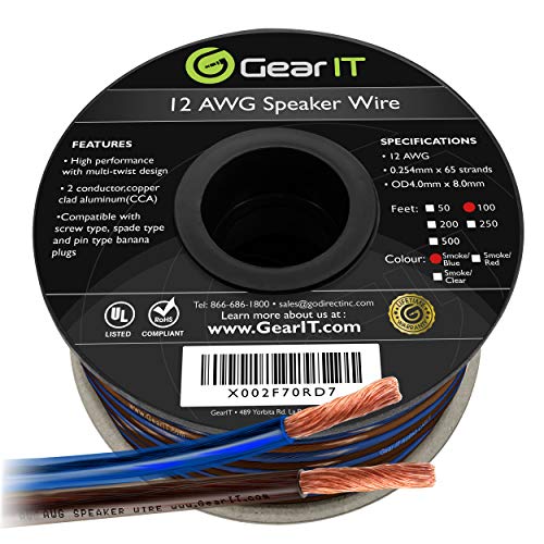 GearIT Pro Series 12AWG Speaker Wire, 12 Gauge Speaker Wire Cable