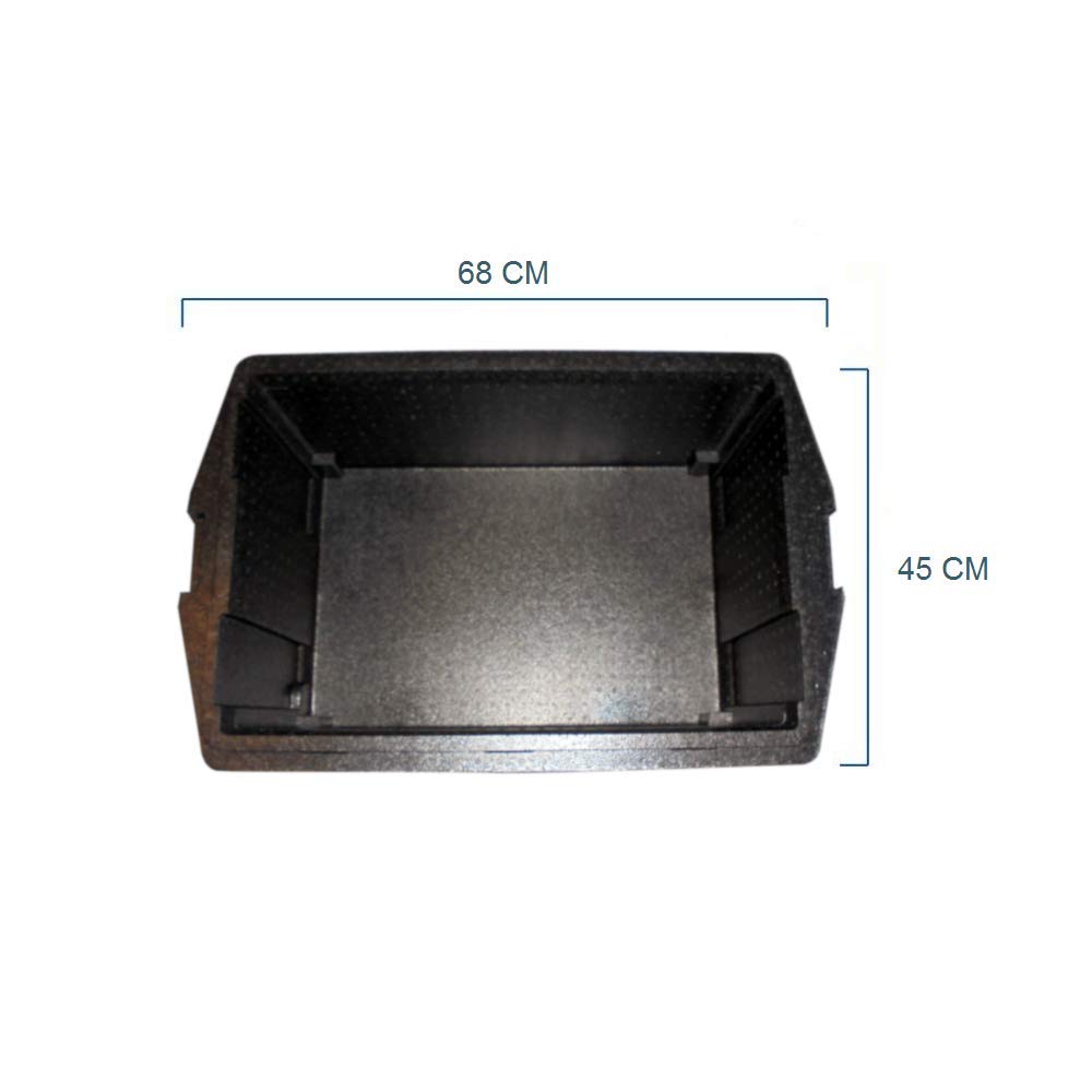 Caja Térmica Negra CM 68 X 45 Alta CM 20 (Medidas Exteriores) superresistente Cubeta Protector para el Transporte Alimentos de Poliestireno