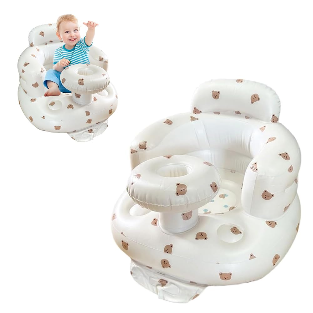 Baby Inflatable Seat for 3-36 Months, Built-in Air Pump, Back Support Sofa for Sitting Up, Blow Up Chair for Toddlers and Kids