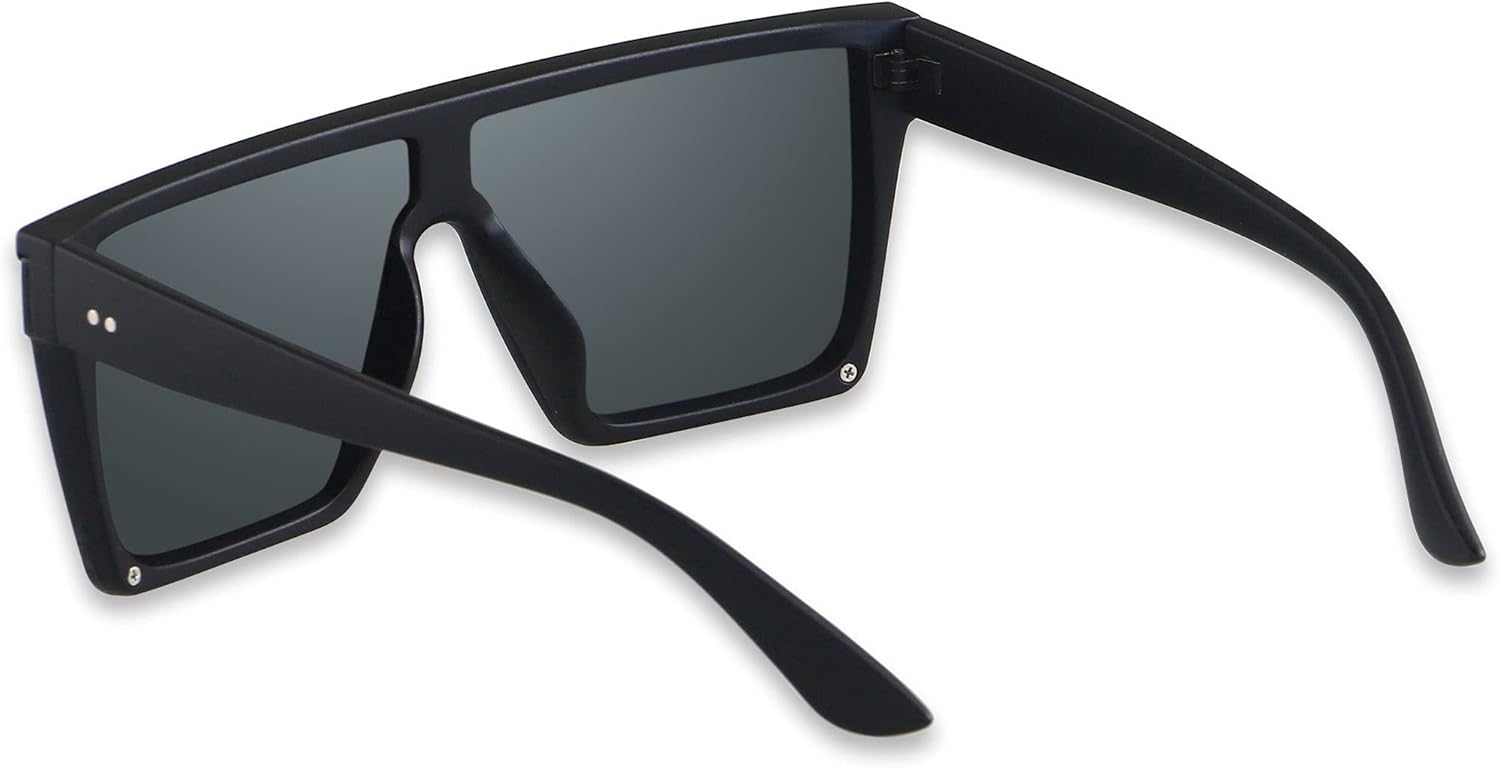 LYZOIT Square Oversized Sunglasses for Women Men Big Flat Top Fashion Shield Large UV Protection Rimless Shades - Image 2