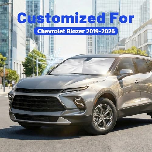 Image of Car Windshield Sun Shade for Chevrolet Blazer 2019-2026 -[Reflective Coated Fabric] Sunshade Umbrella for Front Window, Car Shades Sun Visor Keep Car Cool and Protects Interior, 1:1 Exact Fit