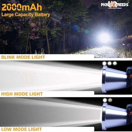 Image of Pick Ur Needs 150 Watt Laser Rechargeable Head Lamp 3 LED Mode Aluminum Body 2000mAh Battery Head Torch /Headlamp for Camping (Silver)