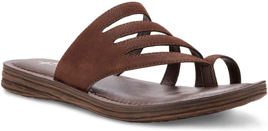 Eastland Women's Thong Slide Flat Sandal, Brown, 8