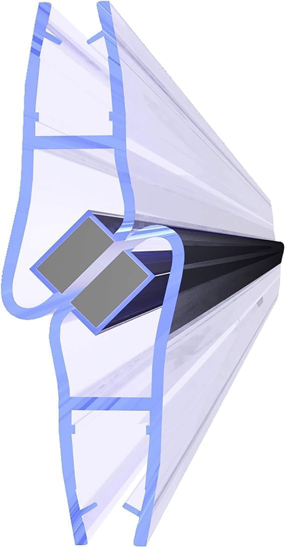 Magnetdichtung für Duschtüren Set I 200cm Magnetduschdichtung 90 Grad I Duschdichtung Magnet 6 bis 8mm Glastür I Eckdusche Ersatzdichtung (190 cm)
