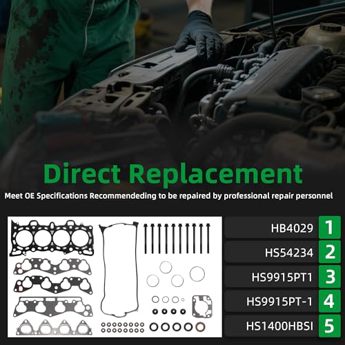 Image of Head Gasket with Bolts Set HS9915PT-1 fit for Honda Civic 1996 1997 1998 1999 2000 1.6L SOHC L4 16V CX DX LX EX HX GX Replacement for HS9915PT-1 HS54234(50pcs)