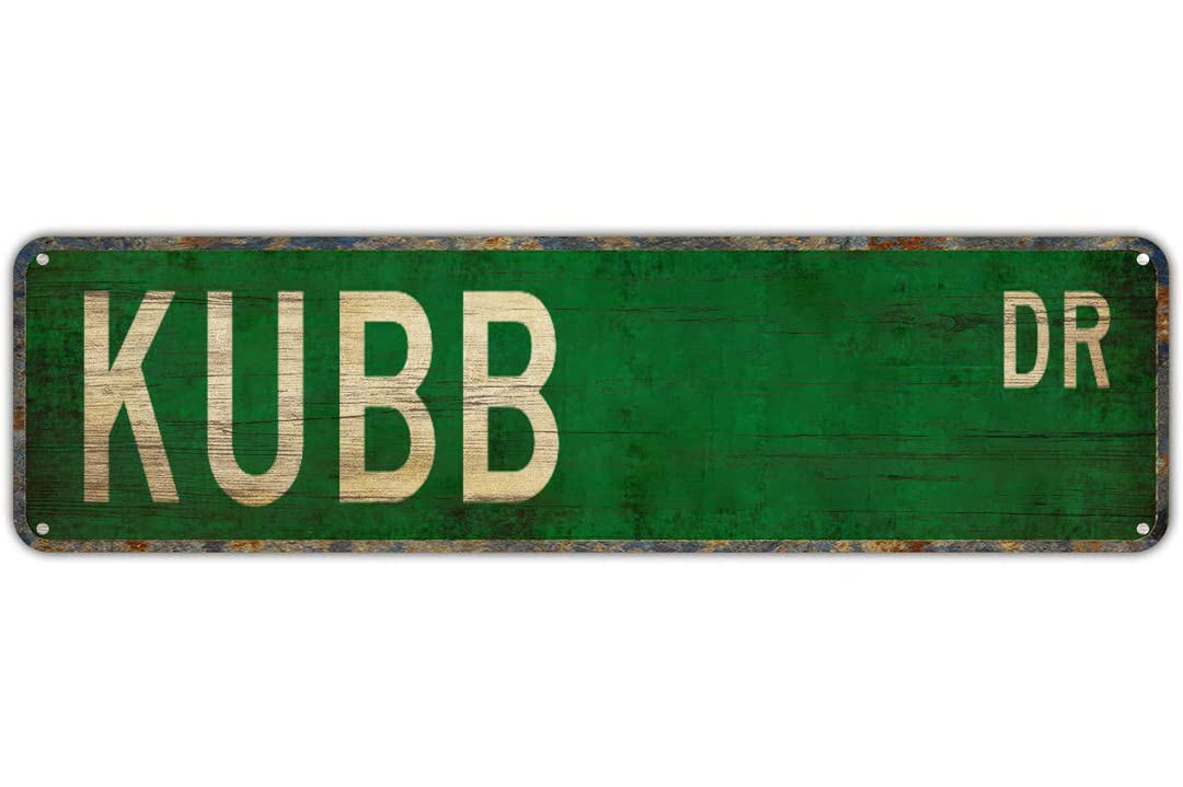 Peiyeety A001 Vintage Metal Tin Sign Kubb Drive Street Sign, Retro Wall Decor For Home, Bar, Garage, Cafe, Man Cave, Game Room, Sports Room, Rustic Wall Art For Indoor And Outdoor Decoration, 4X16 Inch