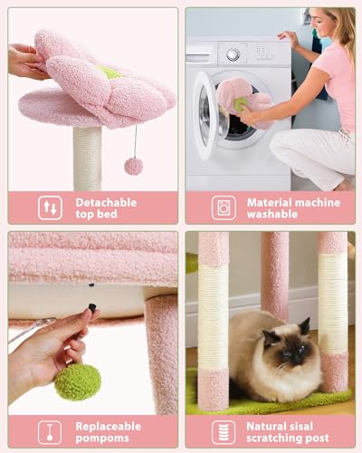 Torre para gato MUTTROS de 59 pulgadas, multi-niveles, rosa miniatura 6