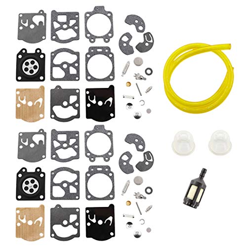 MCHNIC Lot de 2 membranes de carburateur avec tuyau de carburant pour tronçonneuse Walbro K10-WAT WA WT Series Husqvarna Poulan McCulloch Echo Tronçonneuse