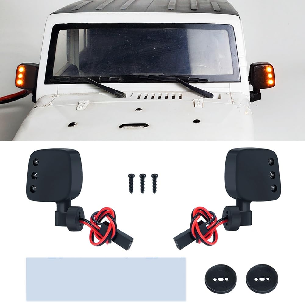 RC Auto RüCkspiegel Heck Ansicht mit LED Leuchten für 1/10 SCX10 II III RC Crawler Auto Simulierte Dekoration Teile