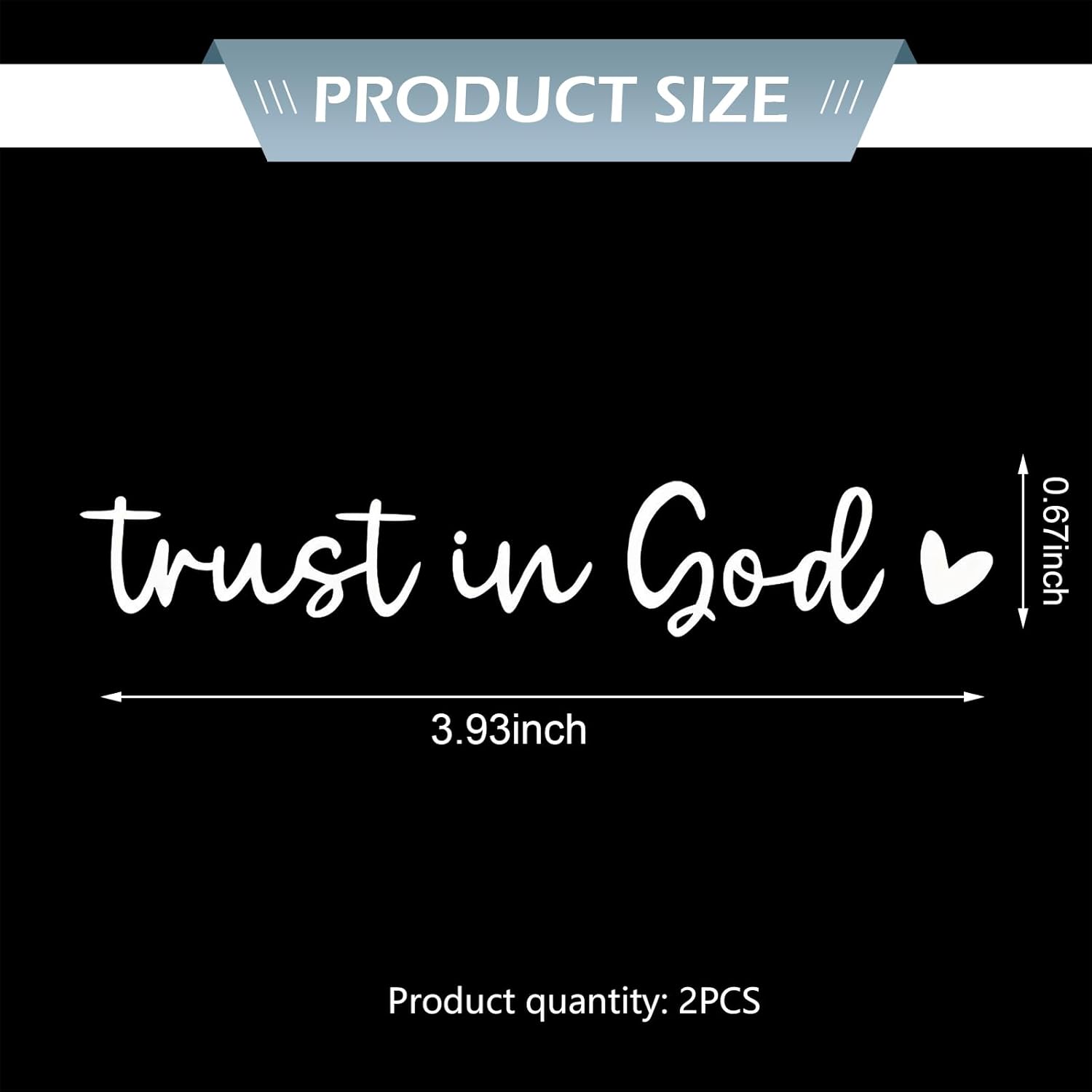 2PCS Trust in God Rearview Mirror Decals, Car Vinyl Decal, Waterproof Auto Window Sticker, Cars Rearview Mirror Decorative Stickers, Universal for Vehicle, Truck, Laptop (White) - Image 2