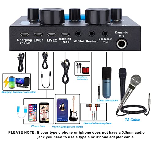 DJ Controller Mischpult Soundkarte, OMCGHOM Audio Interface Mischpulte Usb Mikrofon DJ Pult Mixer Voice Changer… - Image 7