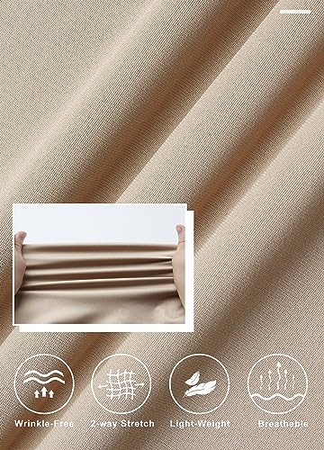 Libin Men's Dress Pants Classic Fit Golf Pants 33" Stretch Business Casual Outfits with Pockets Comfy Trousers for Work Office Travel Lounge, Khaki, 34W x 33L