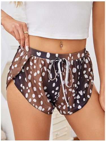 Image of MakeMeChic Women's Pajama Bottoms Floral Print Tie Front Micro Short Side Slit Summer Lounge Shorts
