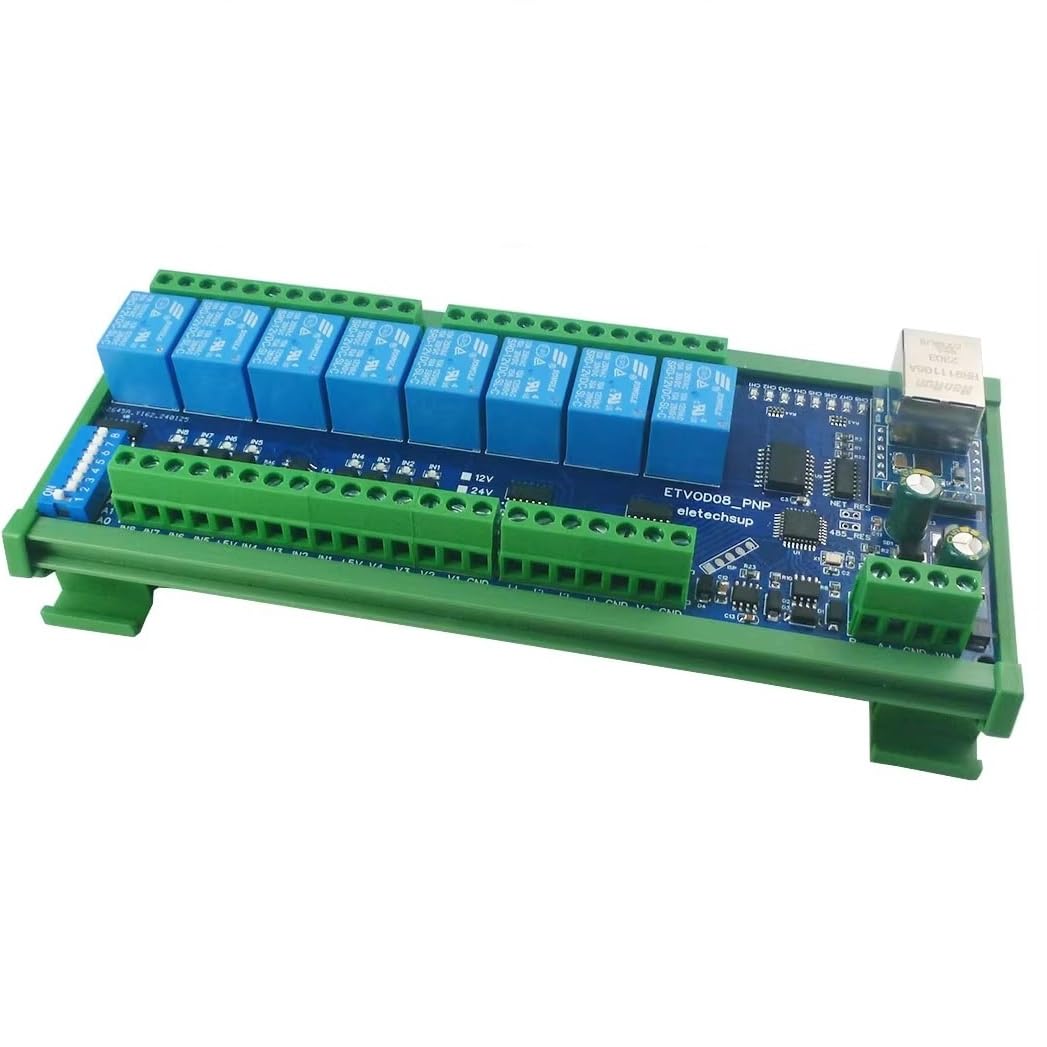 4/8/16CH Digital Analog Ethernet I/O Module with Modbus RTU TCP/IP MQTT RS485 4-20mA 0-10V Input Relay DAC Output Industrial Controller DIN Rail DC 12
