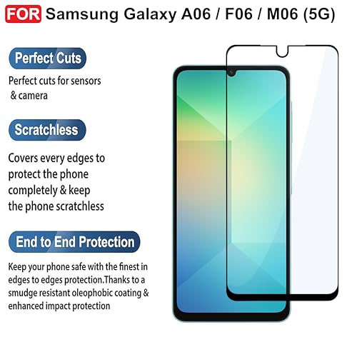 Image of CEDO Tempered Glass for Samsung Galaxy A06 (4G) / F06 (5G) / M06 (5G) | Screen Protector Full HD Quality Tempered Glass Anti-Scratch Edge to Edge Coverage with Easy Installation Kit (Black)