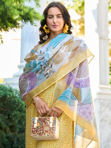Image of INDO ERA Women's Straight Linen Floral Embroidered Kurta Pant with Dupatta Set (IEOUT9905)