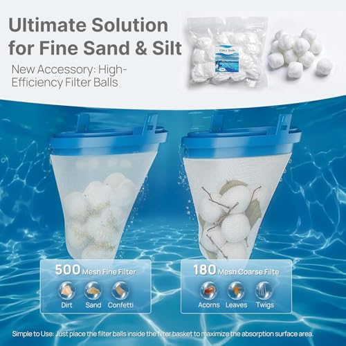 Image of Consciot Pool Vacuum for Above Ground & Inground Pool, 22 GPM Suction Handheld Cleaner with 7.3FT Telescopic Pole, 2L Capacity, 60-Min Runtime, 2 Filters; Ideal for Spa, Hot Tub & Stairs
