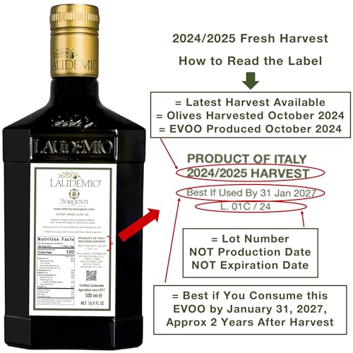 Laudemio Sorgenti, +650 mg/kg Tuscany Polyphenols Rich Extra Virgin Olive Oil, Fresh 2024-2025 Early Harvest, 2025 NYIOOC Gold Award, Frantoio Monovarietal, Lab Tested, No Pesticides, 16.9 fl oz