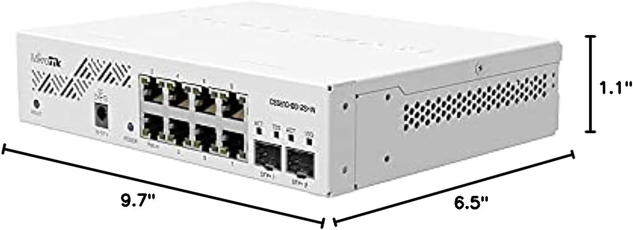 MikroTik - CSS610-8G-2S+in - Cloud Smart Switch 610-8G-2S+in with 8X Gigabit Ports, 2X SFP+ Cages, SwOS, Desktop case,