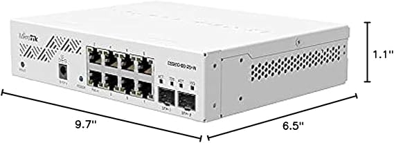 MikroTik - CSS610-8G-2S+in - Cloud Smart Switch 610-8G-2S+in with 8X Gigabit Ports, 2X SFP+ Cages, SwOS, Desktop case,
