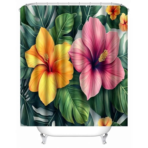 plastic shower curtain 180 x 180 cm Colorful Flowers And Gre