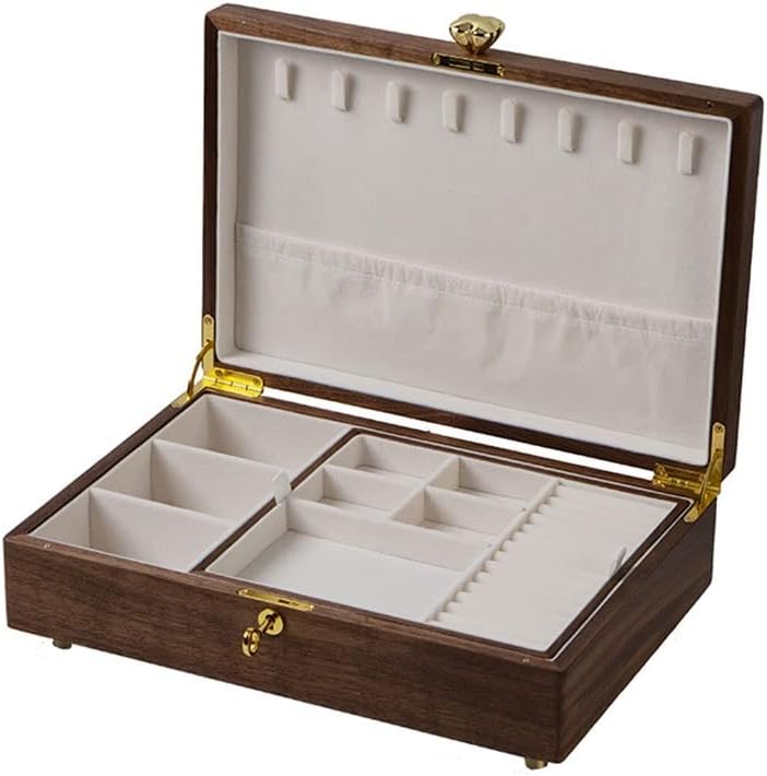Jewelry Box Jewelry Box Simple Retro Storage Box Ring Earring Necklace Bracelet Watch Storage Box Wooden Jewelry Box 13.38 Inch Jewelry Boxes and (B with Lock) (B with Lock) (B with Lock)