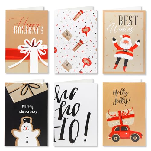 6枚 クリスマスカード Yoayao クリスマス グリーティングカード 展開できる クリスマス メッセージカード おしゃれ お祝いカード 封筒付き ステッカー付き
