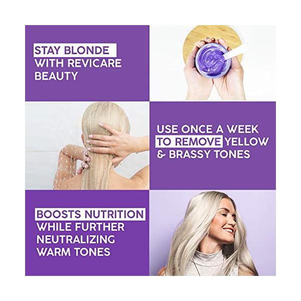 Purple-Hair-Mask-Made-in-USA-Hair-Toner-wRetinol-Avocado-Oil-Silk-Proteins-for-Blonde-Hair-Ash-Platinum-Hair-Greatly-Lighten-Brassy-Hair-and-Condition-Dry-Damaged-Hair-No-Yellow-Hues Purple Hair Mask - Made in USA Hair Toner w/Retinol, Avocado Oil & Silk Proteins for Blonde Hair, Ash & Platinum Hair - Greatly Lighten Brassy Hair and Condition Dry Damaged Hair - No Yellow Hues