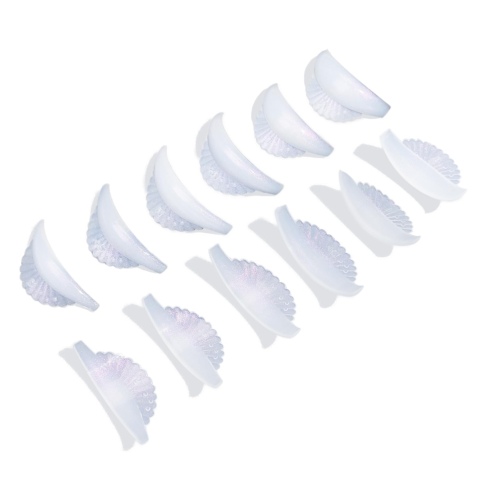 Lash Lift Pads Troocolor New Eyelash Lift Rods Shell Shape 6 Pairs Lash Perm Pads Reusable Self-Adhesive Air Bubble Silicone Eyelash Curling Shields
