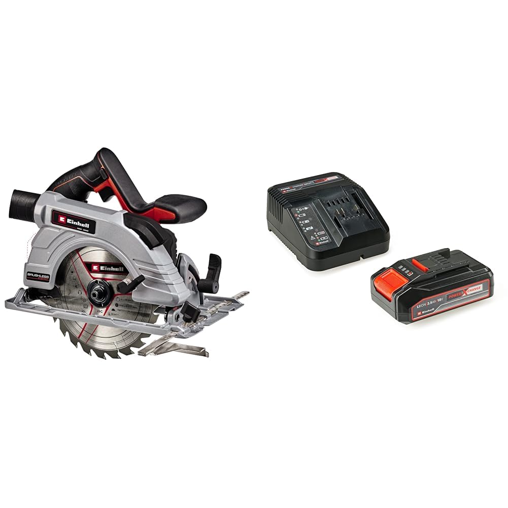 Einhell Professional Scie circulaire 190mm sans fil TP-CS 18/190 Li BL-Solo Power X-Change (18V, Moteur sans charbon, éclairage LED, semelle en aluminium) Livré sans Batterie ni Chargeur