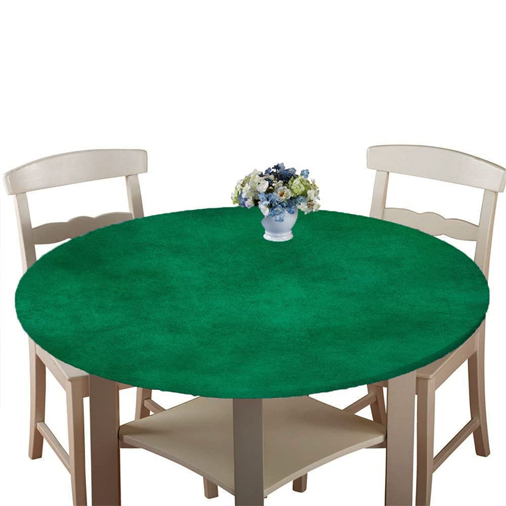 Chickwin Round Fitted Tablecloth Elastic Edged, 3D Modern Solid Color Gradient Tablecloth Waterproof Wipe Clean Table Cover, Kitchen Outdoor Family Gathering (Dark Green,120cm)