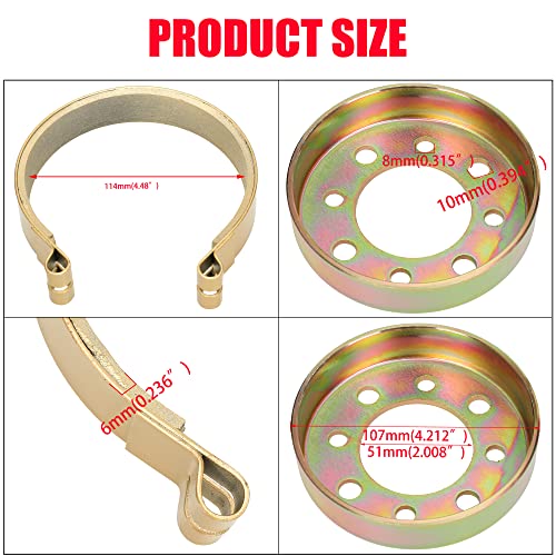 Image of GREHUA Rear 4 inch Go Kart Brake Drum Band Pin & Cable Kit Compatible with Predator 212cc 196cc 6.5hp 420cc Azusa 2251-B Manco Bandit Critter 1492 4316 297 Rotary 484 Yerf-Dog Yard Carter ATV Parts Gold