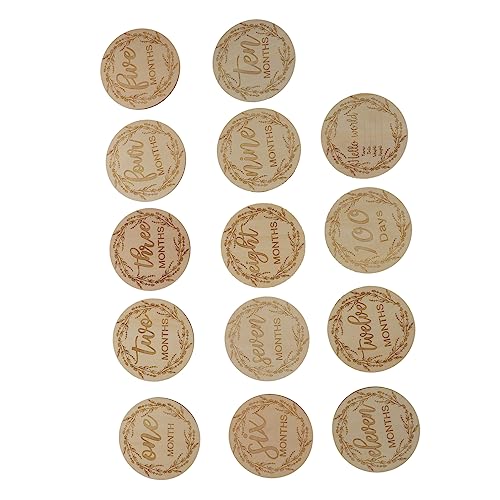 SEWACC 12ピー ストーンカード赤ちゃん成長録音カード木製の幼児月刊カード