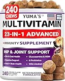 Dog Multivitamin Chewable with Glucosamine - 240 Treats - Dog Vitamins and Supplements - Senior & Puppy Multivitamin for Dogs - Hip & Joint Support - Immune Health, Skin, Heart, Digestion, Probiotics