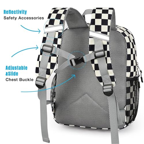 STEAMEDBUN Corduroy Kids Backpack for Boys Girls 3-8, Boys Backpack for Elementary Kindergarten - Checkered - Image 4