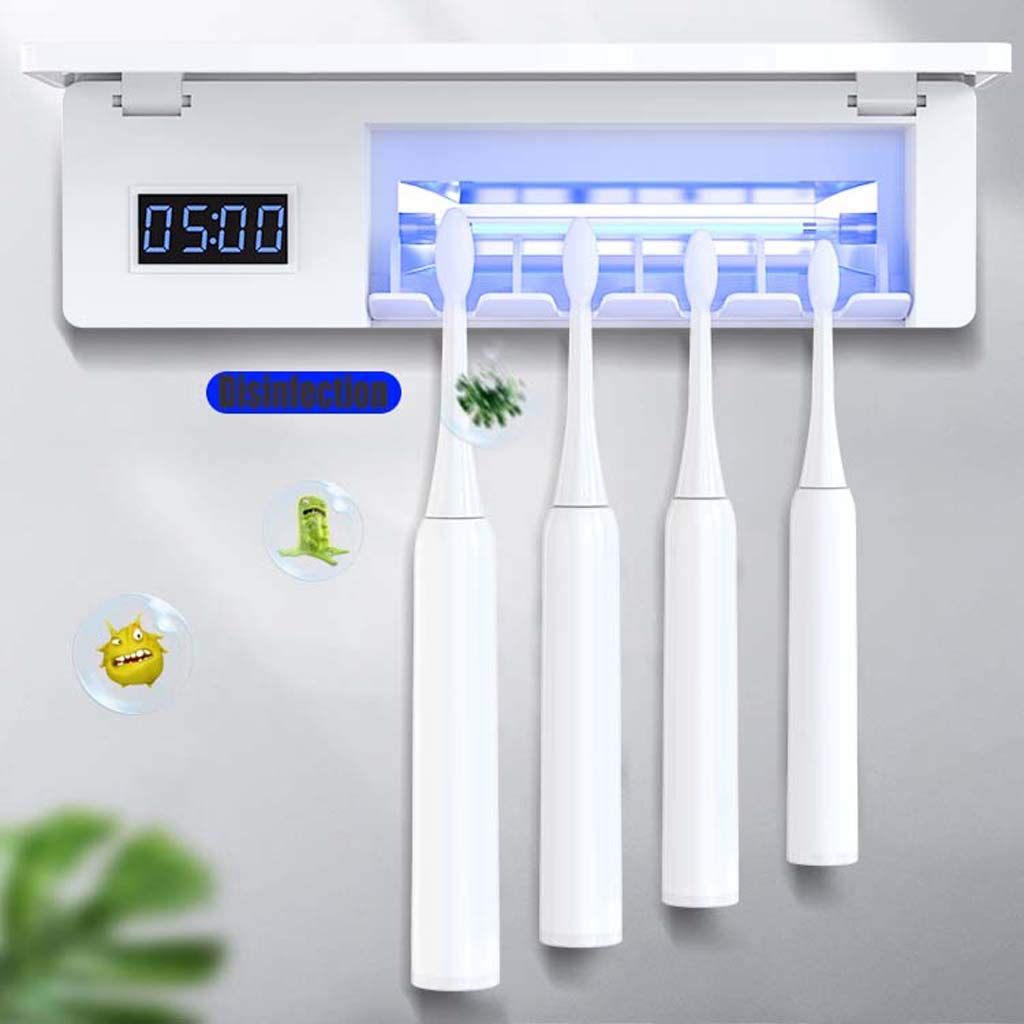TJH Esterilizador eléctrico Inteligente con Cepillo de Dientes UV, Esterilización secando múltiples bastidores de cepillos de Dientes, Caja de Almacenamiento de Cepillo de Dientes de Pared