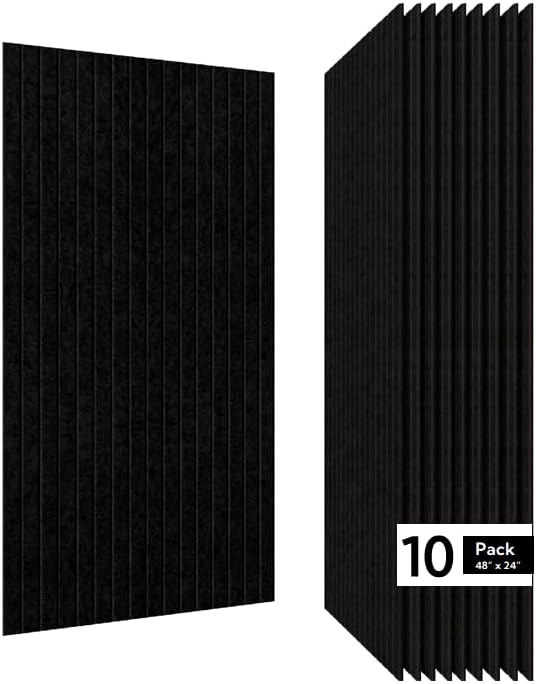 Olanglab Acoustic Wall Panels 10 Pack, 48 x 24 per Acoustic Panels Sound Absorbing, Decorative Sound Panels for Home Studio and Office, Black