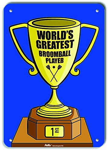 Trophée bleu souvenir à offrir, plaque plastique World's Greatest Broomball Player