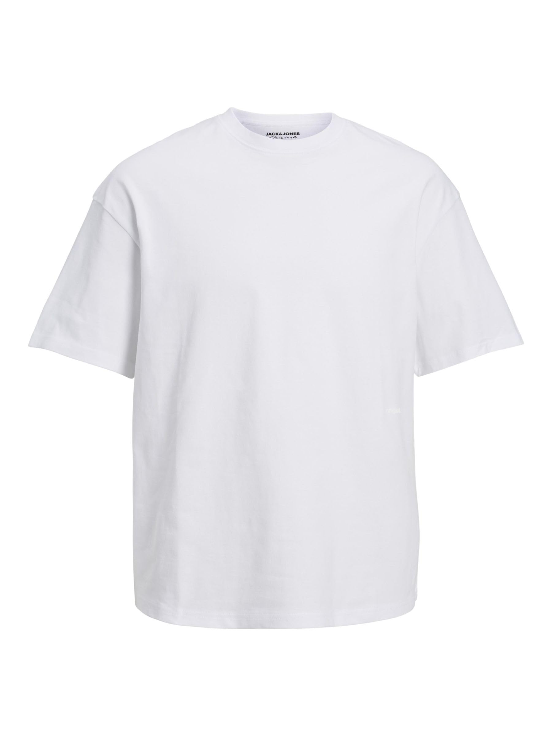 JACK & JONES Male T-Shirt Plain Crew Neck T-Shirt, Bright White, L