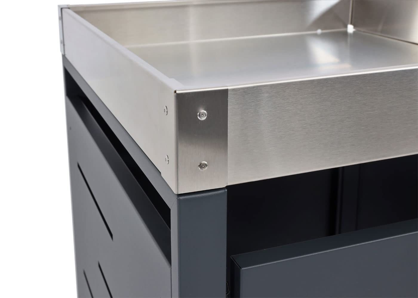 Mendler 2er-Mülltonnenverkleidung HWC-H40b 110x115x62cm Edelstahl | Mülltonnenbox, Pflanzkasten, Metall-Kombi, 39kg, erweiterbar